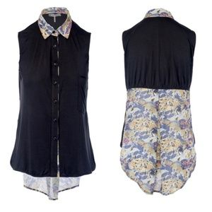 House Of Harlow Oil Print Collared Top NWT